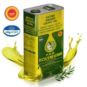 Kolymvari P.D.O. Premium Olivenöl – 5L Kanister – Extra Nativ aus Kreta | 100% Koroneiki Oliven | Kaltextraktion & Handernte | Nährstoffreich und naturrein | Höchste Qualität mit niedrigem Säuregehalt für Gesundheit und Geschmack